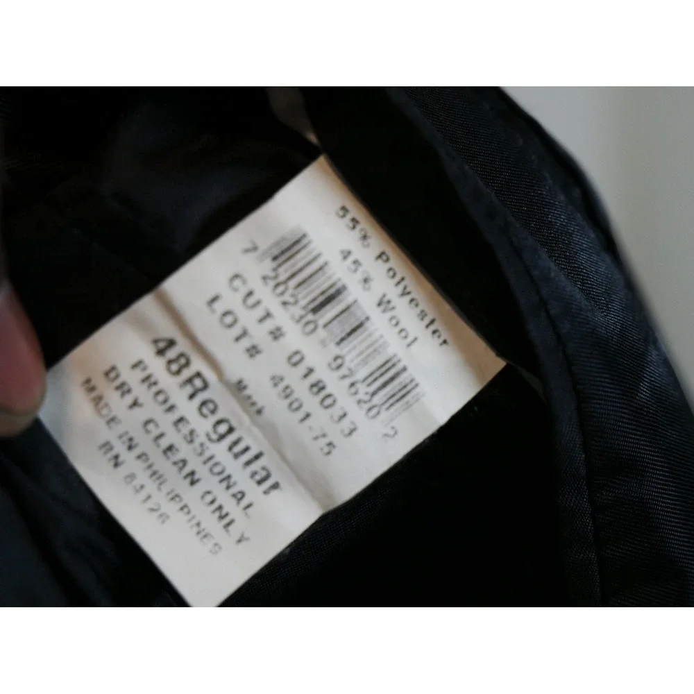 Meeting Street Men Black Blazer Sport Coat Gold Crest Buttons Wool Blend 48R